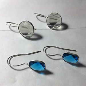 SOLD-bundle two pair topaz and silver earrings-grey/yellow and blue